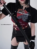 lunaticasylm original design y2k clothes anime costume chinese style short sleeves slim sexy t shirt and skirt suit