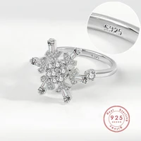 rotation to relieve anxiety and stress s925silver zircon open ring woman fashion personality jewelry 2022