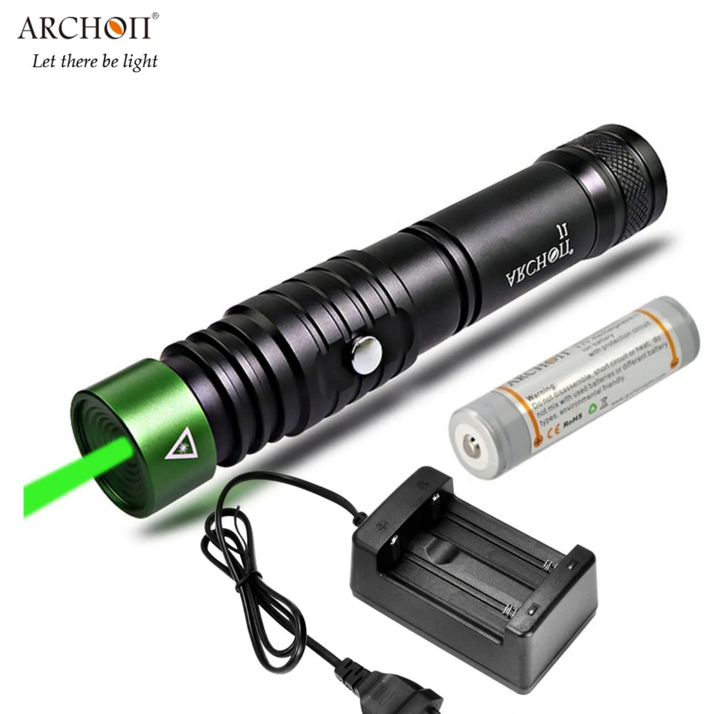 

ARCHON J1 Diving Laser Lights Profession Green Laser Flashlight Underwater 100m by 18650 Battery for Diving Coaching Command