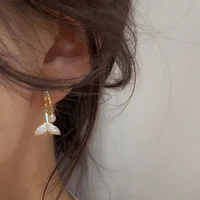 fishtail pearl earrings 2022 popular trendy female niche design exquisite high end stud earrings