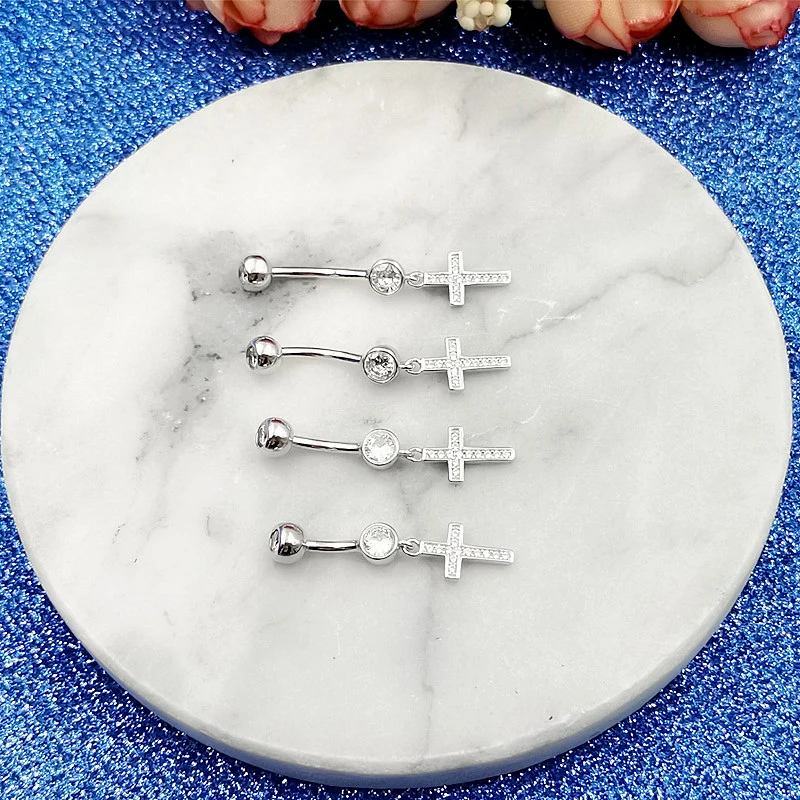 Серебряный пирсинг MIQIAO для пупка с перекрестным плетением Женские Ювелирные