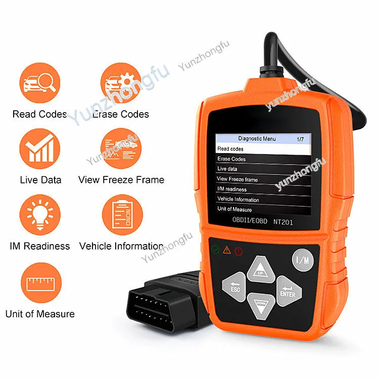 

Автомобильный сканер неисправностей Nt201 OBD2, детектор двигателя, чтение кода, четкий поток данных