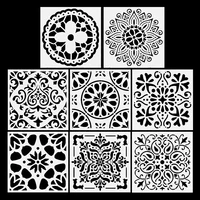 8 pack 6 x 6 inch mandala stencils reusable painting drawing mandala stencils template for stones floor wall tile fabric wood