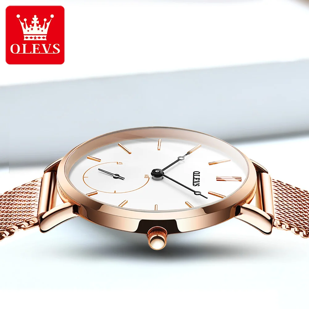 OLEVS 5190 Waterproof Stainless Steel Strap Women Wristwatch Super-thin Trendy Luxury Quartz Fashion Watch for Women enlarge