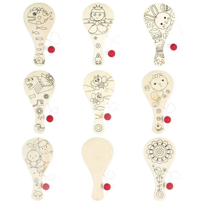 

Деревянная ракетка с мячом, ручная роспись, мультяшная живопись, граффити, игрушка для детского сада, детское рукоделие, для родителей и детей