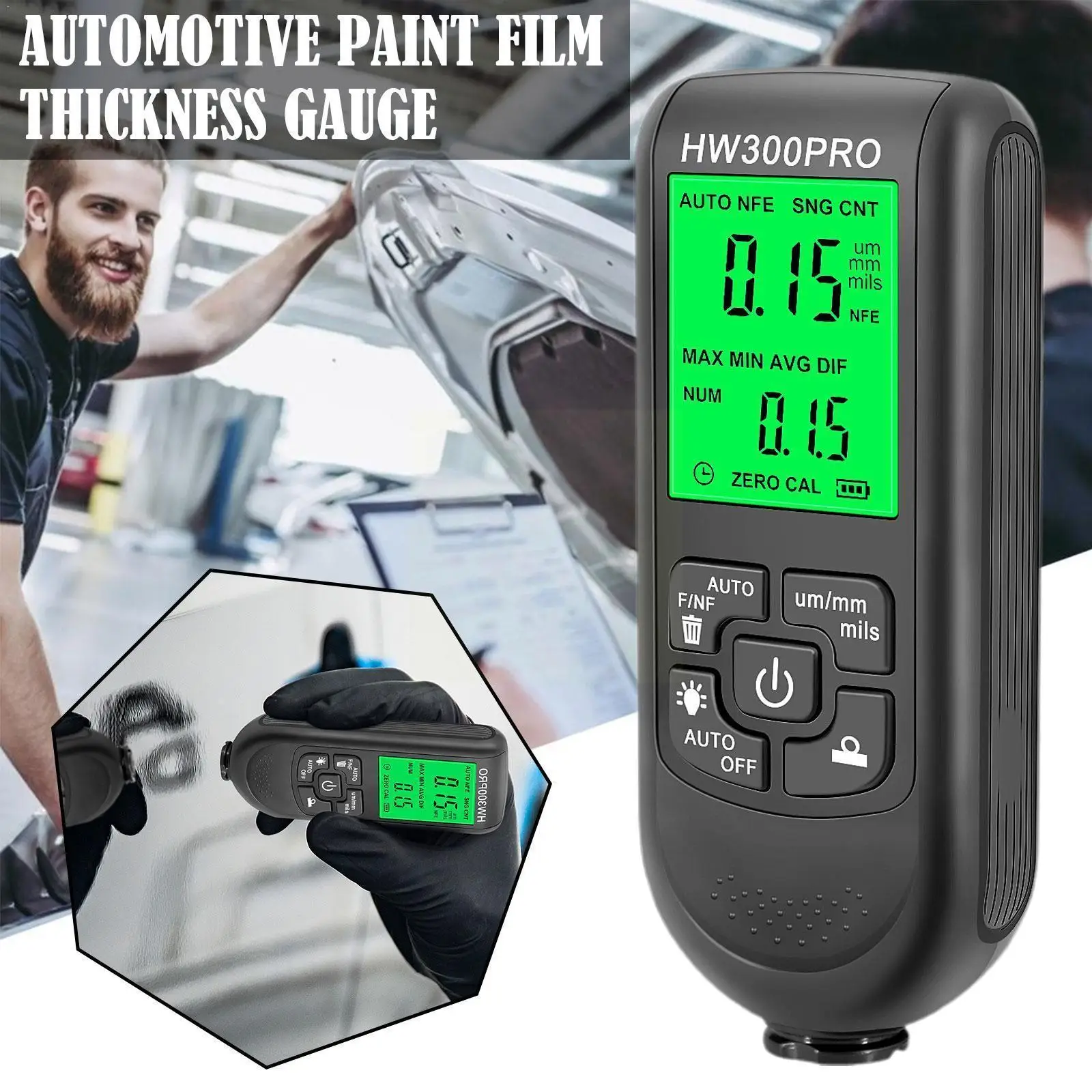 

Hw300pro Auto Thickness Gauge Digital Coating Car Paint Paint Measuring 0.1micron/0-2000 2023 Tester Car Thickness Tester F V0E8