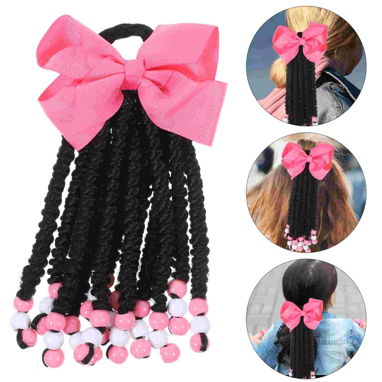 

Hair Extension Ponytail Colored Beaded Bowknot Hair Extension Braided Ponytail