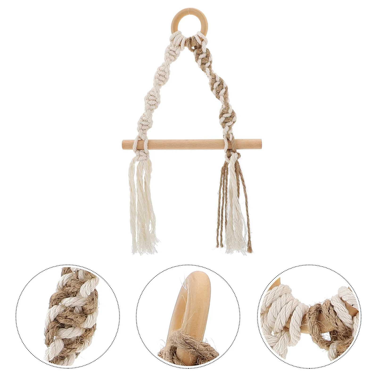 

1Pc Cotton Linen Rope Roll Paper Rack Nail Free Tissue Rack Paper Hanging Rack (Wood Color)