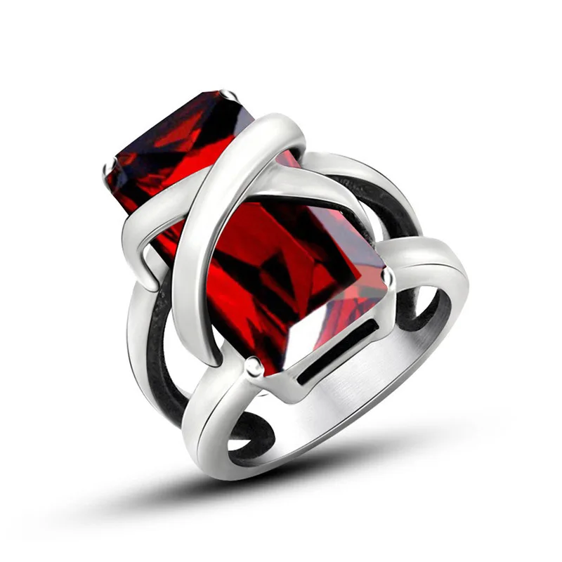 

Простые обручальные кольца с красным кристаллом в стиле панк, обручальные кольца из нержавеющей стали 316l, ювелирные изделия в стиле хип-хоп для женщин, подарок для парня