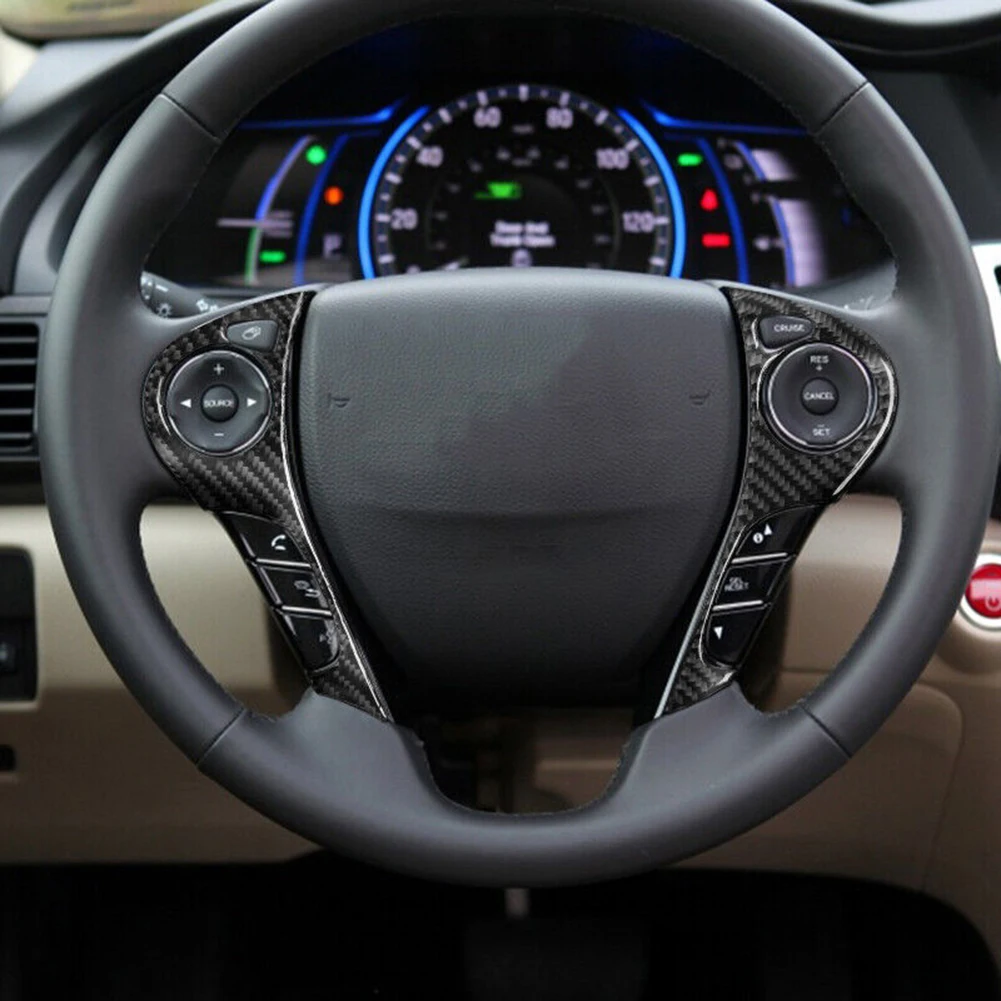 

Car Parts Button Cover 2013-2017 Black Button Cover Carbon Fiber Cover Trim For Accord Front Mouldings 2pcs/set