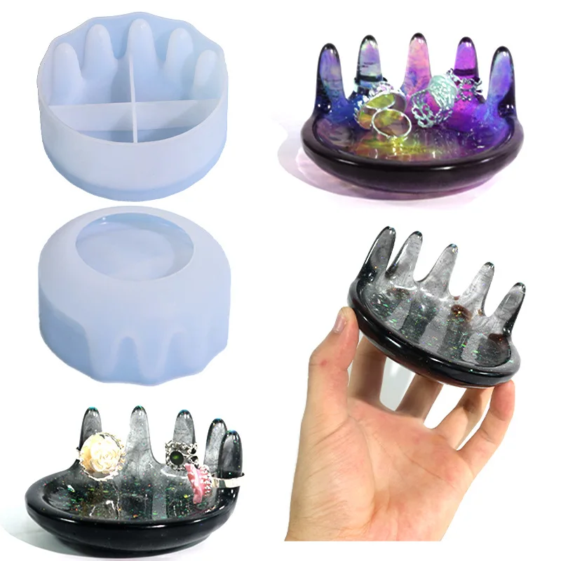 

1pc Palm Tray Resin Mold Handmade Ring Storage Stand Silicone Mold for Jewelry Display Table Decorate Crafts Casting Tools