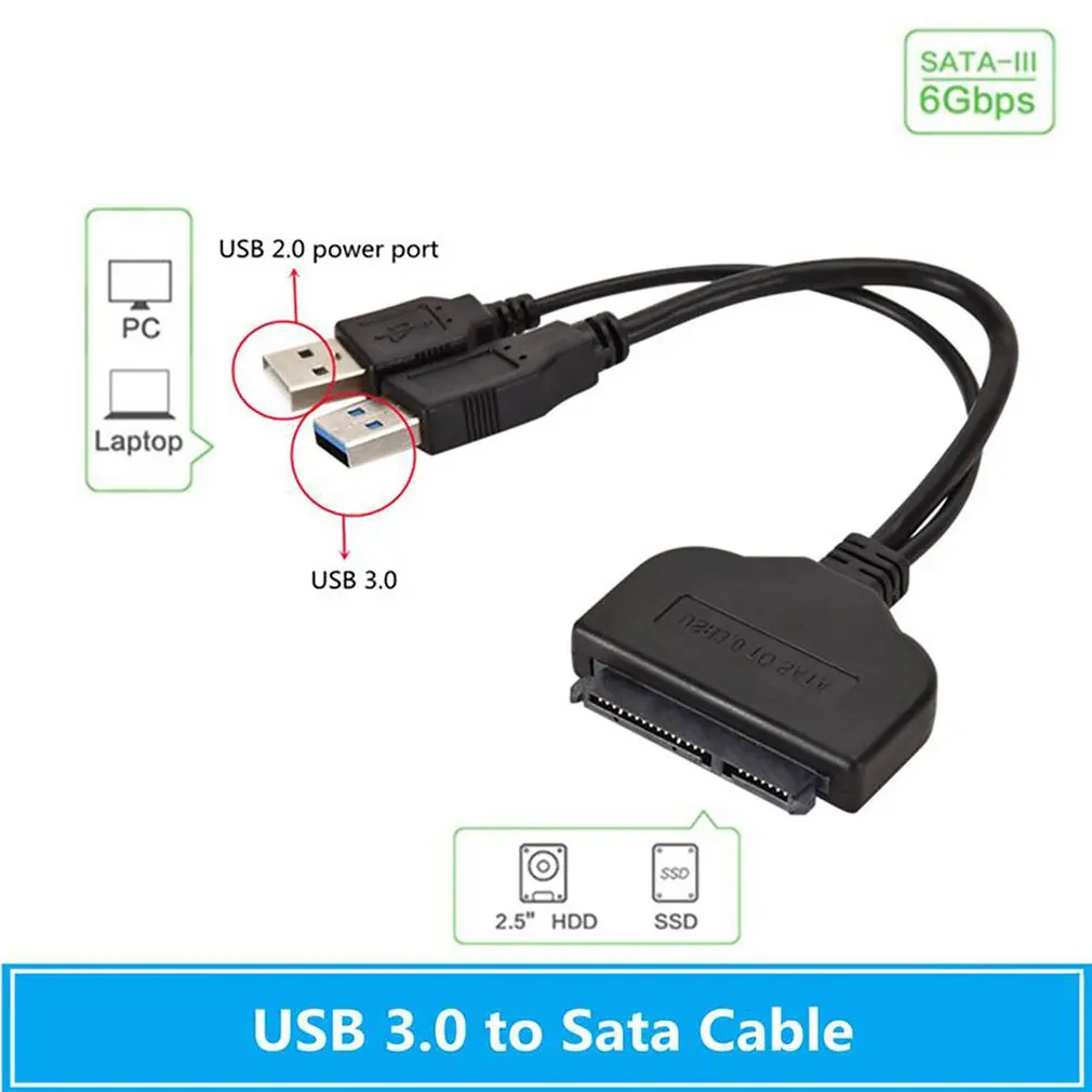 

Кабель-адаптер SATA 7 + 15pin, USB-кабель для серийного жесткого диска 2,5 дюйма, для ноутбука, SSD, HDD, кабель USB 3,0, Переносные компьютерные кабели