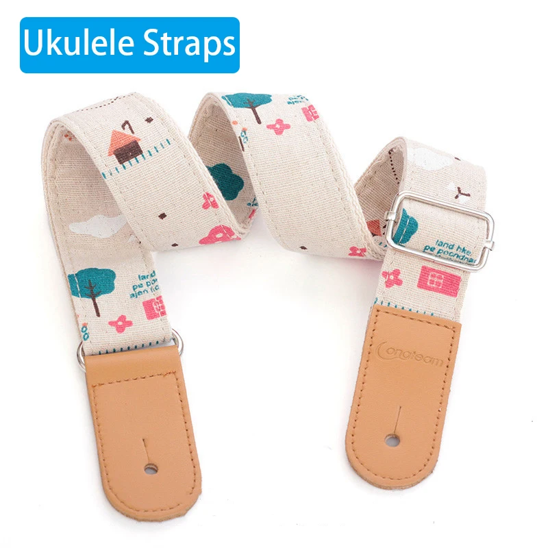 75-125cm Length Adjustable Nylon Ukulele Strap Cotton Linen Art Hawaii Little Guitar Belt Musical Instrument Accessories