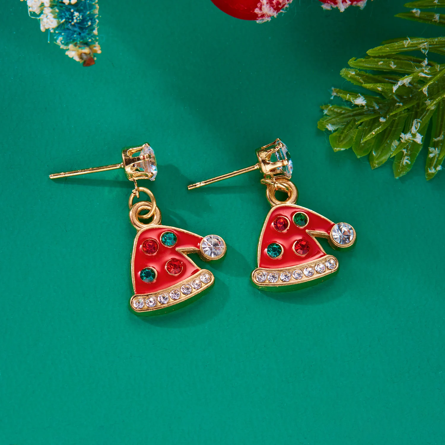 Новые модные серьги-гвоздики серебряного цвета в виде рождественской елки со