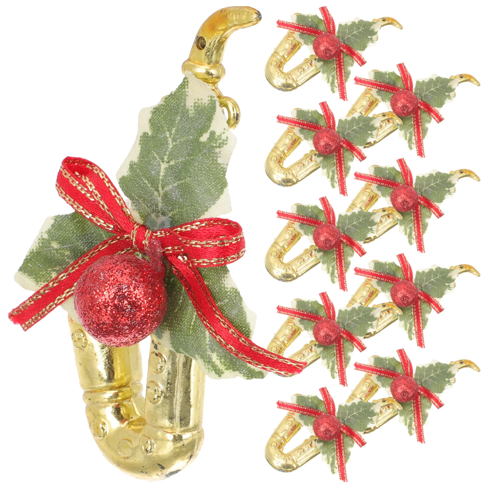 

10 Pcs Christmas Tree Decorations Sax Pendant Xmas Party Ornaments Saxophone Hanging Plastic