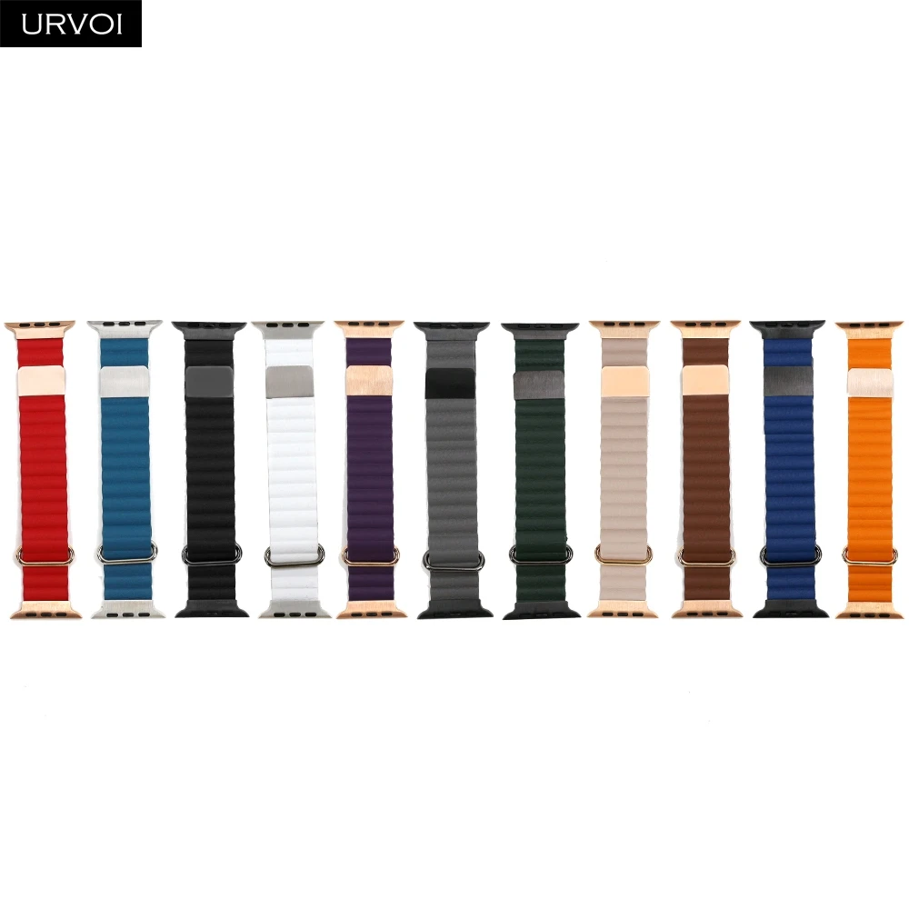 Ремешок URVOI для Apple Watch Series 7 6 SE54321 кожаный браслет iWatch звеньевой на запястье