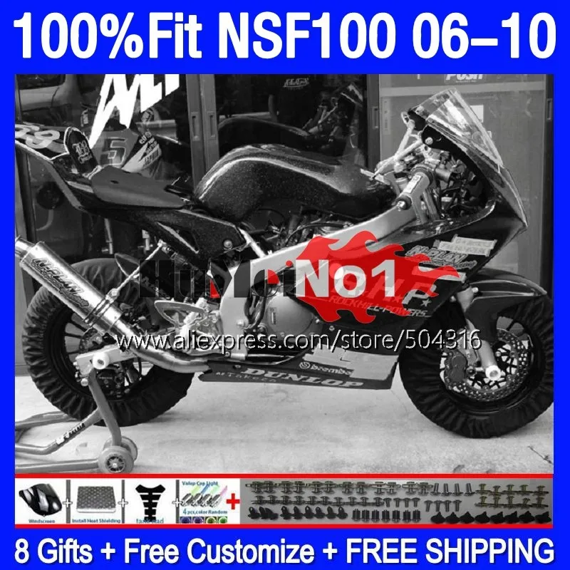 

Гонка из стекловолокна для HONDA NSF 100 NSF100 06 07 08 09 10 167MC.150 NSF-100 2006 2007 2008 2009 металлическая обтекатель черного цвета