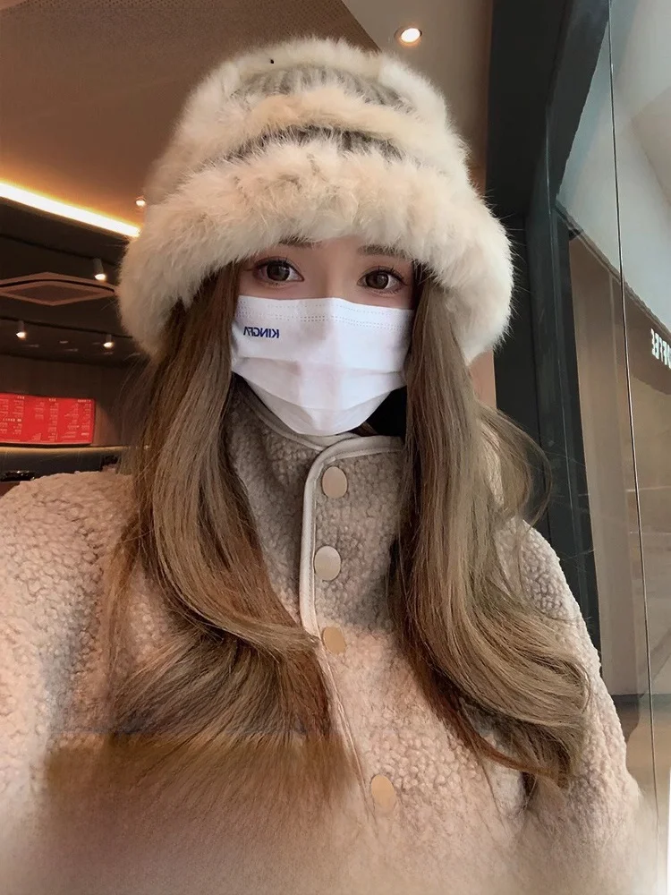 RX Uvcut Официальный аутентичный плюшевый чепчик с кроликом для женщин зимняя