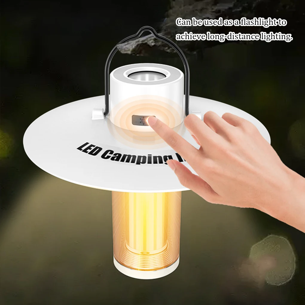 

Camping Light Type-C Rechargeable 3 Lighting Modes Lantern Flashlight Removable Cover Tent Supplies Floodlight
