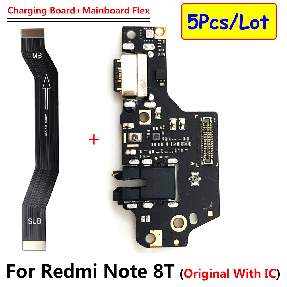 

5Pcs/Lot，Original USB Charge Port Jack Dock Connector Charging Board Flex Cable Connect Mainboard Flex For Xiaomi Redmi Note 8T