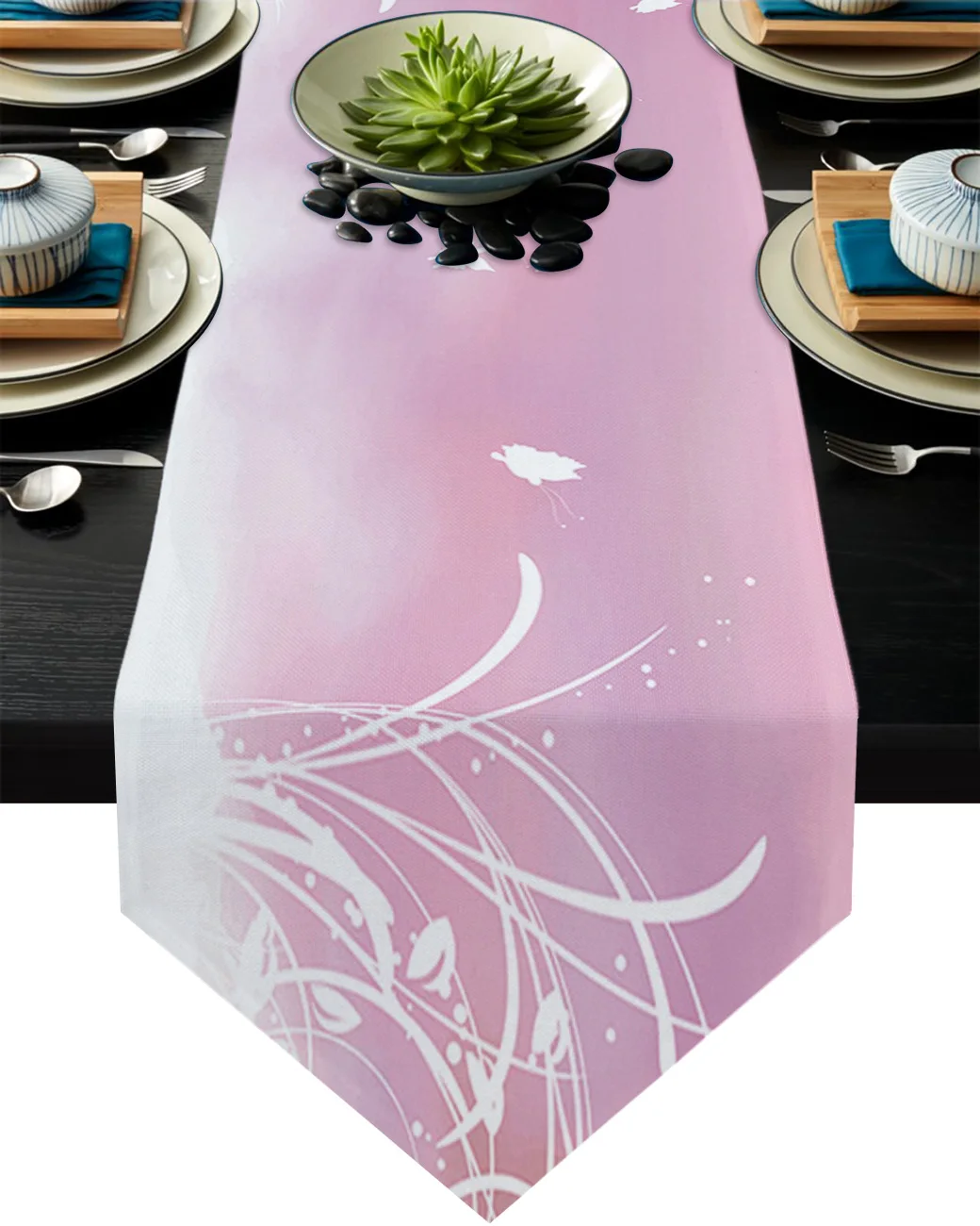 

Цветочная бабочка, розовая настольная дорожка, украшение для дома, украшение для стола, настольное украшение, скатерть для стола