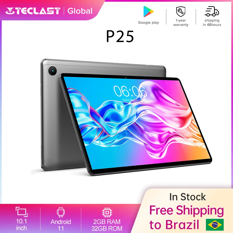 

Teclast P25 10.1 Inch 1280X800 IPS Tablet Android 11 Allwinner A133 Quad Core GE8300 Dual Speakers 2GB RAM 32GB ROM Type-C