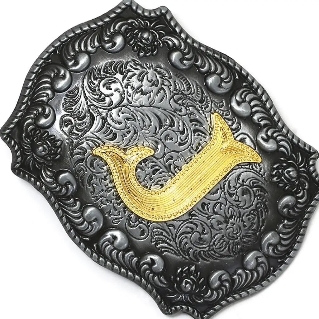 

Western Cowboy Golden Initial Letter A-Z Metal Belt Buckle Men s Accessory