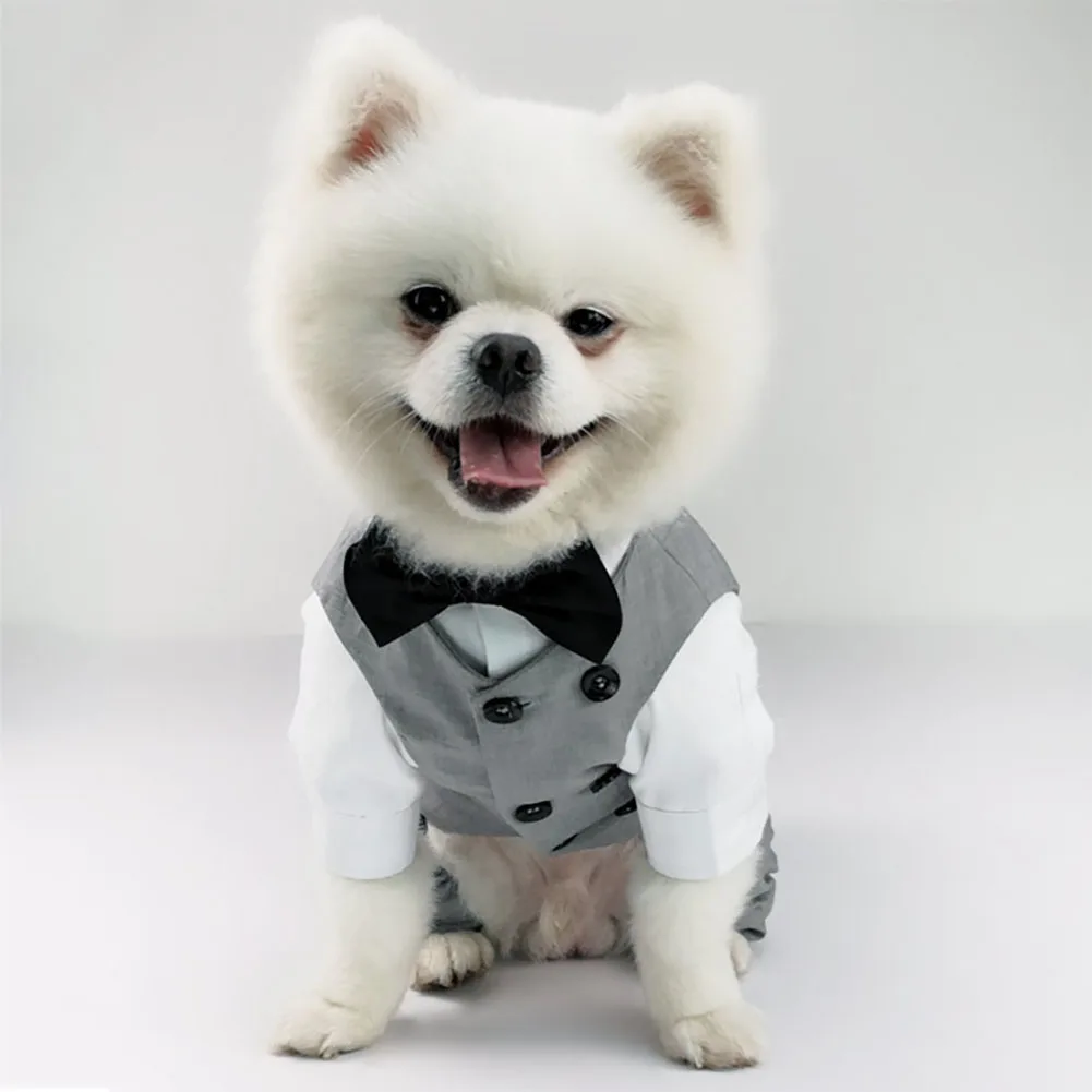 

Formal Tuxedo Wedding Dog Bow Birthday Costume Small Gentleman Pet Tie With Large Dog Medium Vest Party Breed Suit For Tuxedo