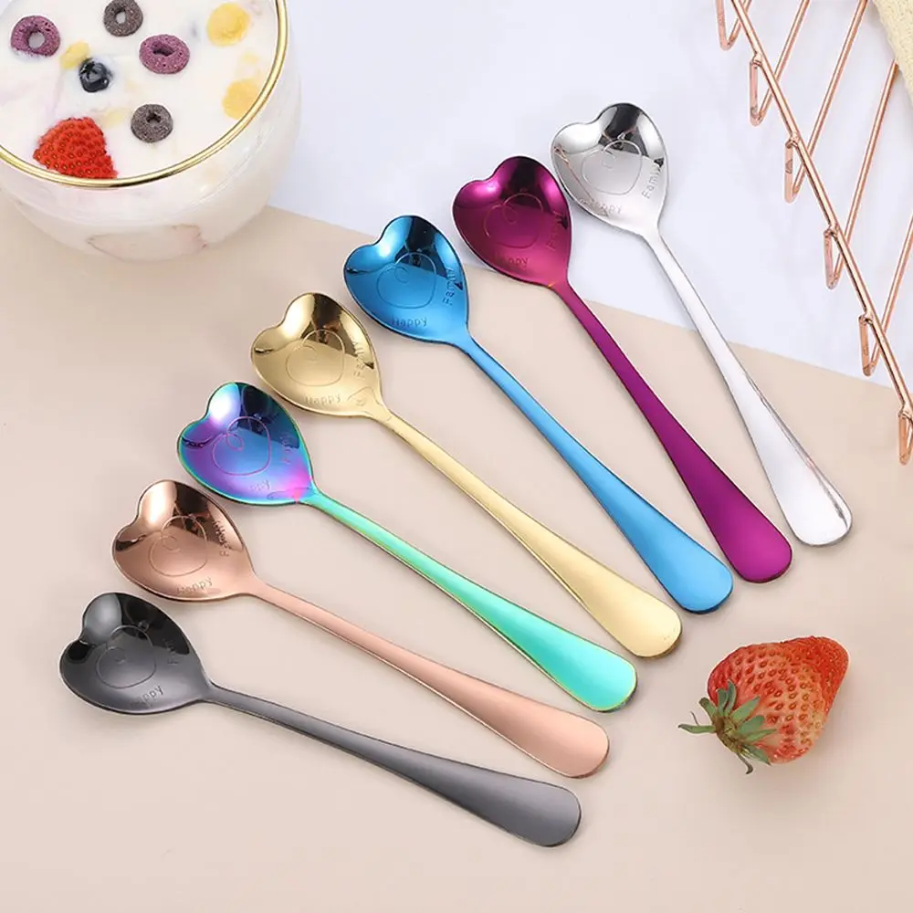 

Reusable Stainless Steel Stirring Spoons Heart Shape Cutlery Set Coffee Spoon Tableware Teaspoon Dinnerware