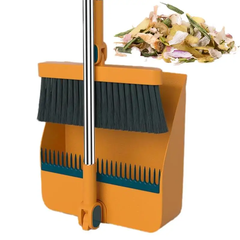 

Small Broom And Dustpan Set Lobby Cleaning Brush And Dust Pan Set Dustpan Kit 180 Degree Rotation Long Handle Design With Soft