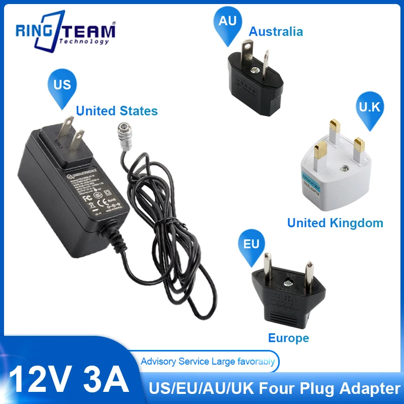 

AC 110-240V AU/UK/EU/US 12V 3A зарядная головка BMPCC4K 6K AC универсальный адаптер питания адаптер зарядного устройства
