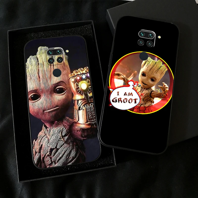 

Marvel Groot For Xiaomi Redmi Note 9 9T 9S 9 Pro 5G Phone Case Carcasa Funda Black Soft Liquid Silicon TPU Coque