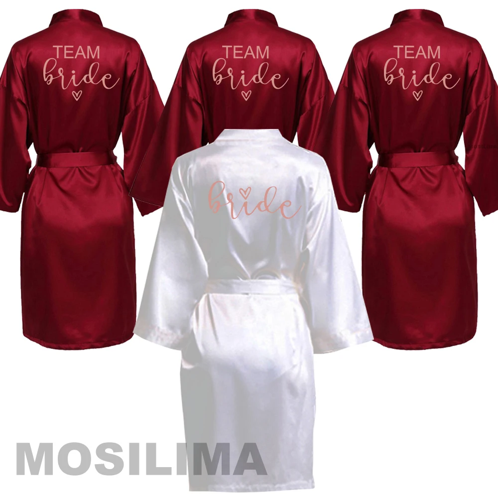 

Bride Bridesmaid Wedding Robe Kimono Bathrobe Gown Nightgown Casual Satin Short Women Sexy Nightwear Sleepwear SP234