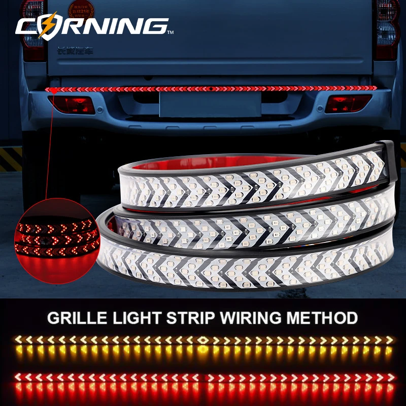 

12V/24V Car Brake Turn Signal Light Flexible LED Strip Light Tail Reverse Light Red Yellow Dual Color Arrow Flow Lamp For Pickup