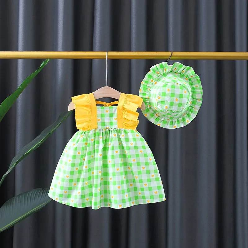 Лето 2022 Одежда для новорожденных девочек милое клетчатое платье малышей
