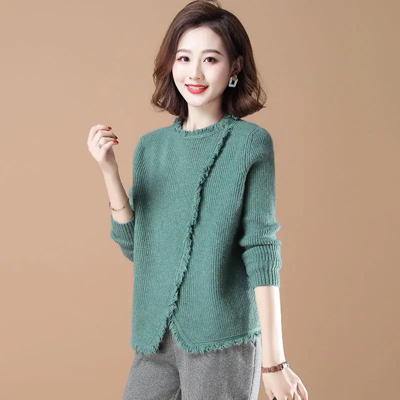 

2022 Spring O Neck Knitted Sweater Women Cross Long Sleeve Top Fashion Solid Pullover Elegant Female Casual Lady Jumpers Z84