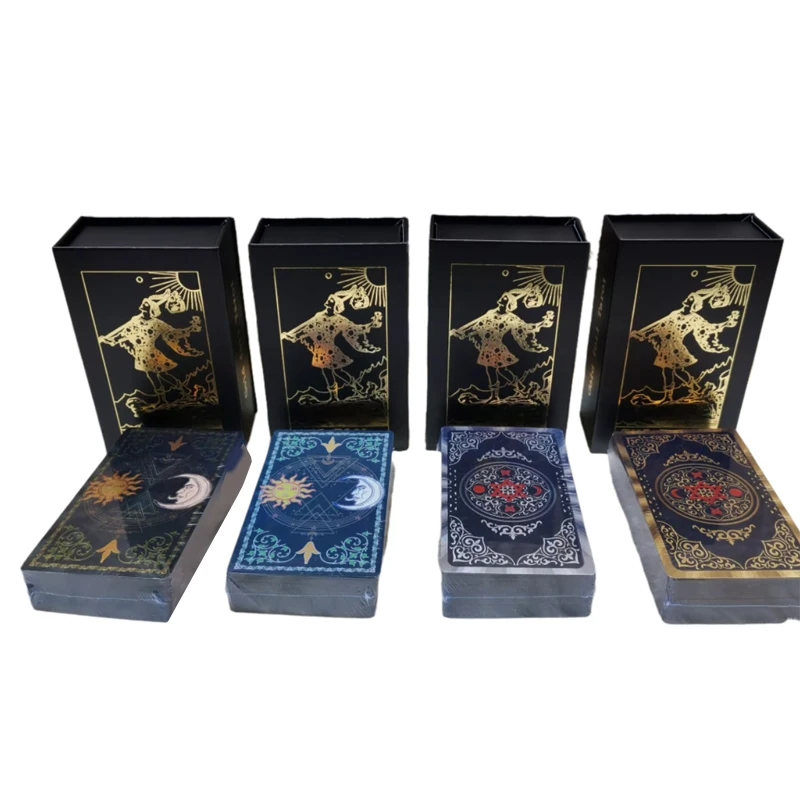 

Set Tarot Cards Gift Box Luxury Gold Foil Tarot Card Hot Stamping PVC Waterproof Wear-resistant Board Game Solitaire Divination