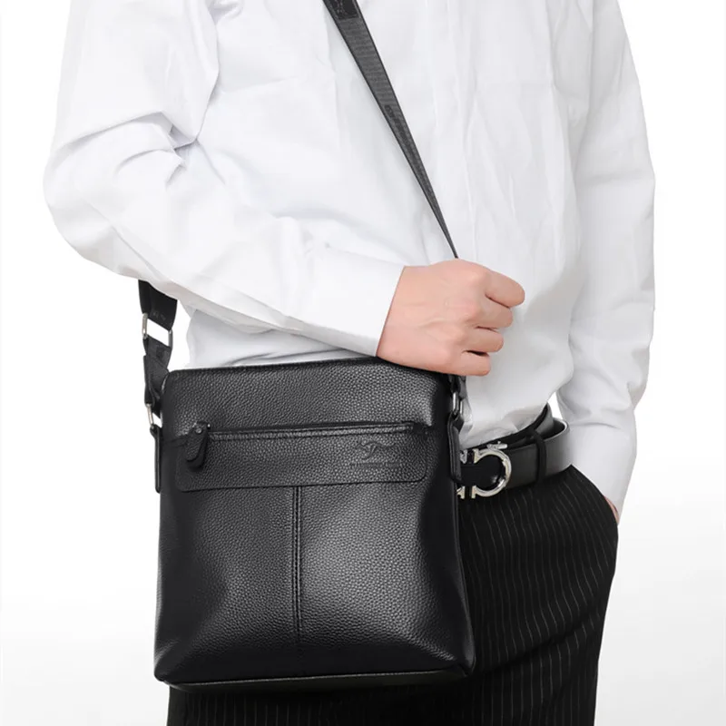 Luxury Cow Leather Men's Shoulder Messenger Bag Business Genuine Leather Crossbody Bag Casual Male Handbag Sling Bag