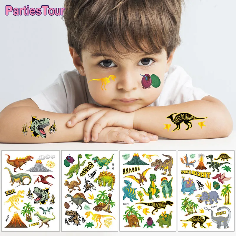 

Динозавр, временная татуировка, наклейка для детей, мальчиков, временная татуировка, игрушки, татуировка на лицо мальчика, водонепроницаема...