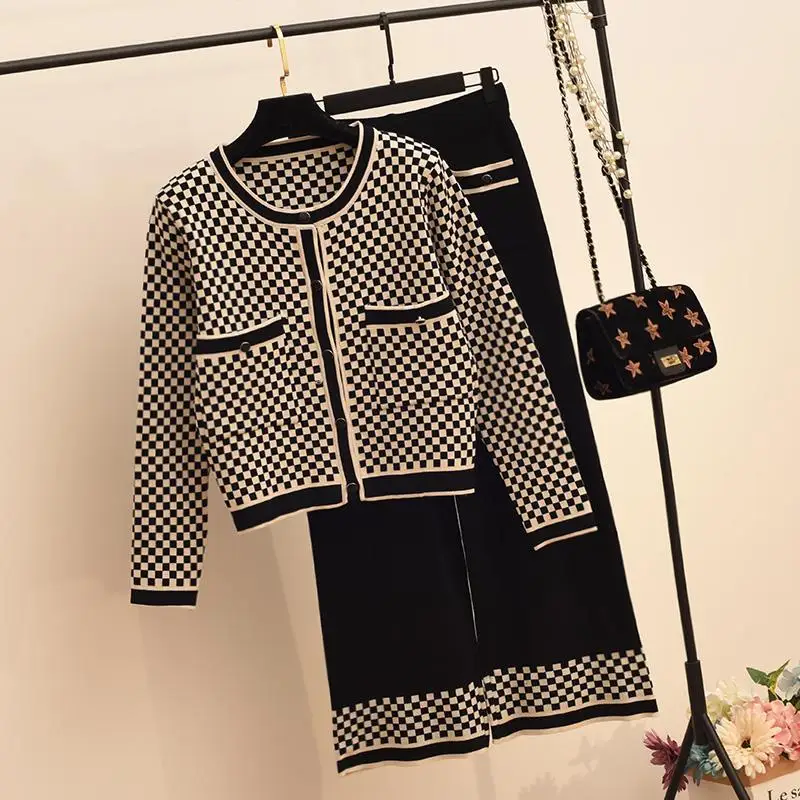 

Women's Two-piece Suit Summer Striped Stitching Long-sleeved Pullover and Knitted Pants Suit Female Casual Suit Outfits G449