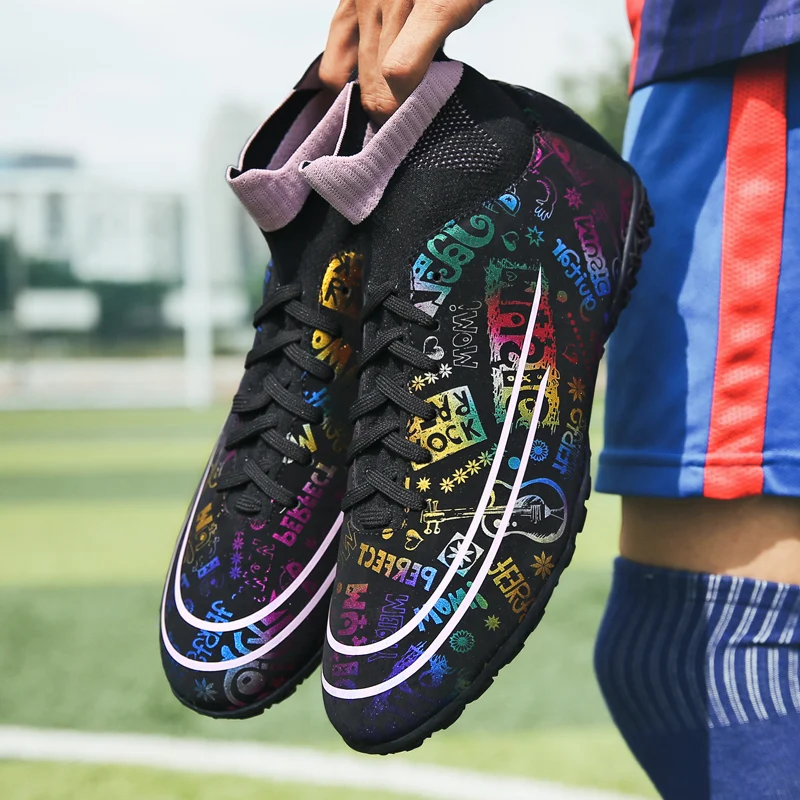 Stylish Comfortable Adult High Ankle Training Match Sports Football Shoes Outdoor Indoor Grass Sports Shoes For Youth Students