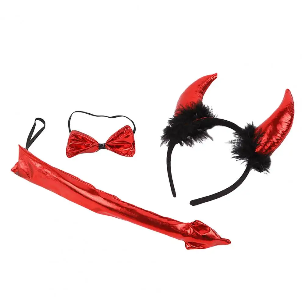 

Halloween Tie Tail Stylish Portable Plush Headband Tie Tail Realistic Add Festive Atmosphere Halloween Headband Tie Tail