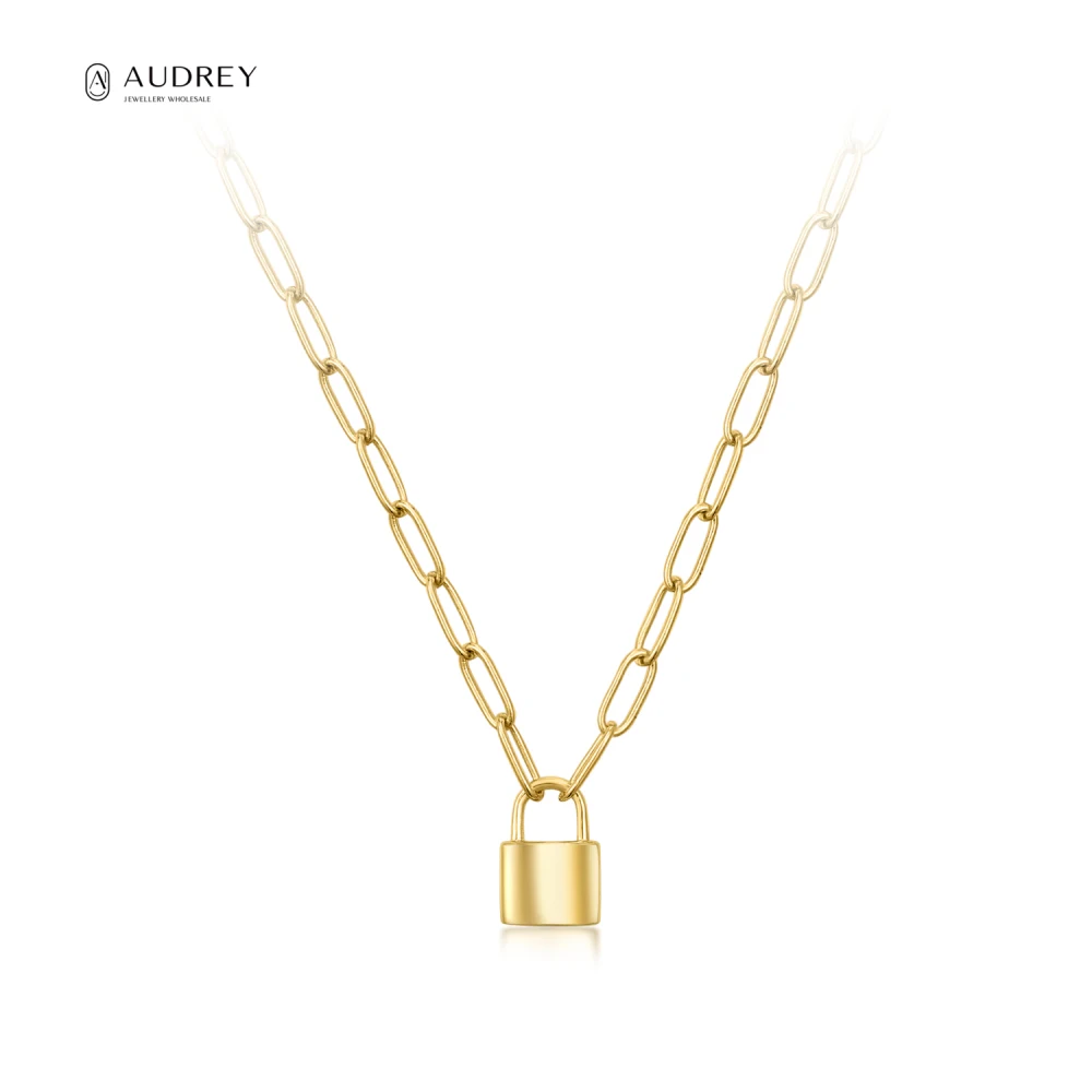 

Audrey Fine Jewelry Necklace Wholesale 14K Gold Vermeil Jewelri Plated Gold 10K 14K 18K Plated Silver 925 Lock Necklace