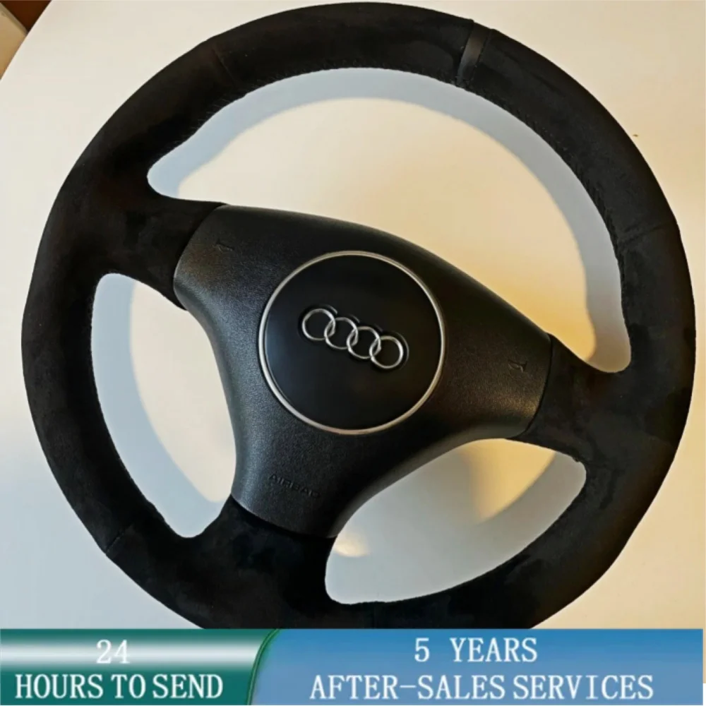 

Индивидуальный чехол на руль автомобиля, ручное шитье, замшевая кожа для Audi A4 B6 2002 A3 с 3 спицами 2000 2001 2003, автомобильные аксессуары