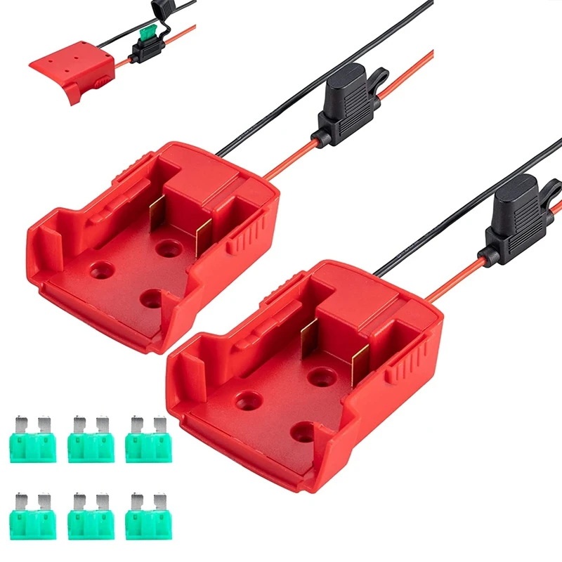 

2PCS Red Power Wheel Adapter Power Convertor With Fuse & Wire Terminals For Rc Car Diy Use, Work