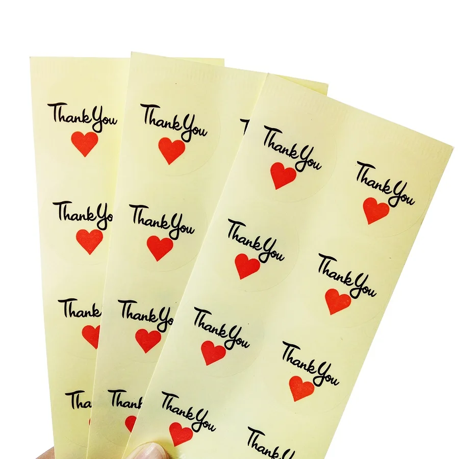 

1000 Pcs/lot Round Transparent Thank You With Red Heart Sticker Envelope Wedding Favors Seal Stickers Christmas Scrapbooking