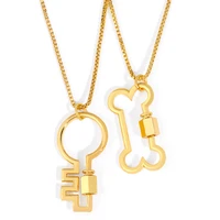 trend creative cute dog bone %ef%bc%86 key pendant metal necklace for men women retro couple chain choker popular hip hop jewelry gift
