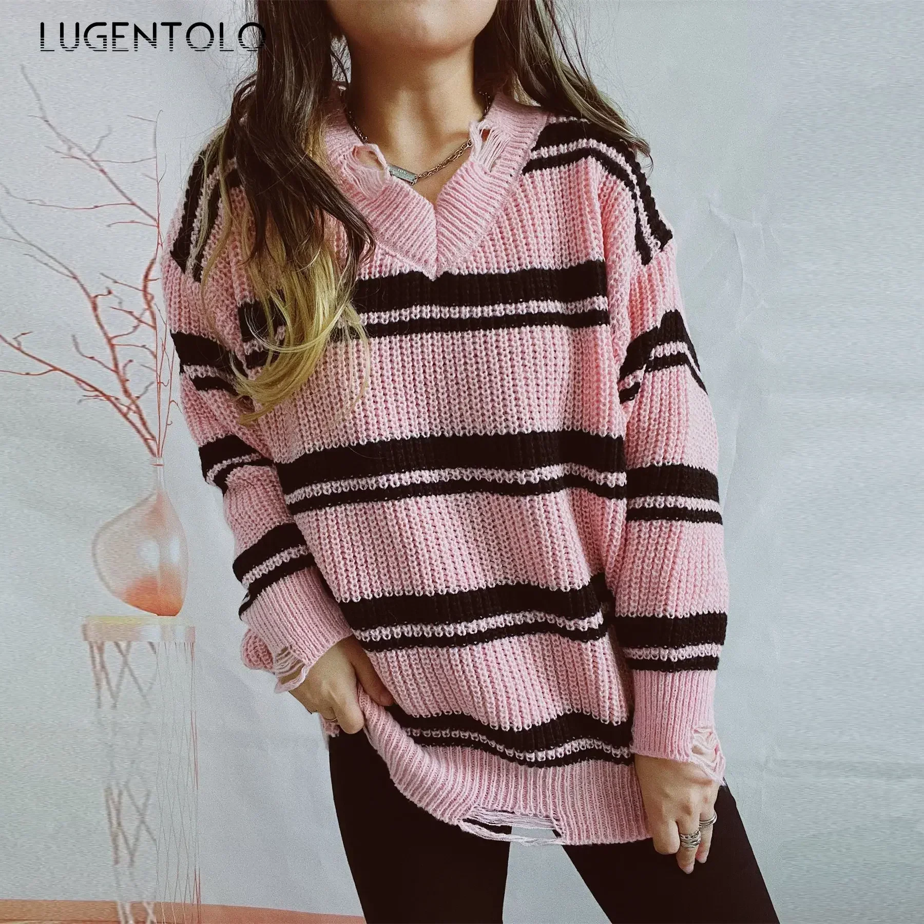 Женские свитера с v-образным вырезом свободные вязаные новые осенне-зимние