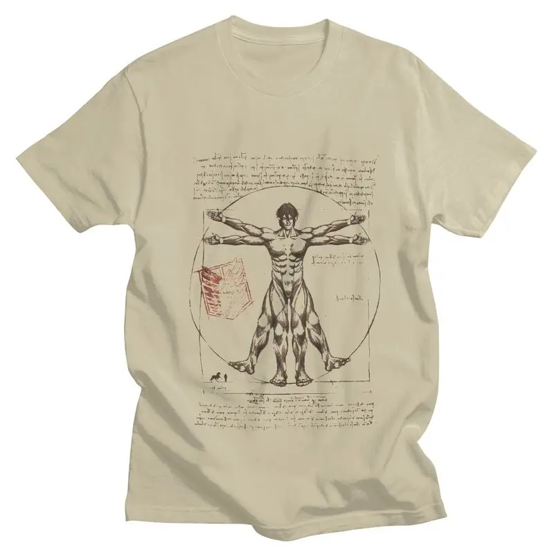 

Japanese Anime Attack On Titan Vitruvian Eren T Shirt Men Soft 100%Cotton Manga Shingeki no Kyojin Short-Sleeve Summer Tee Tops