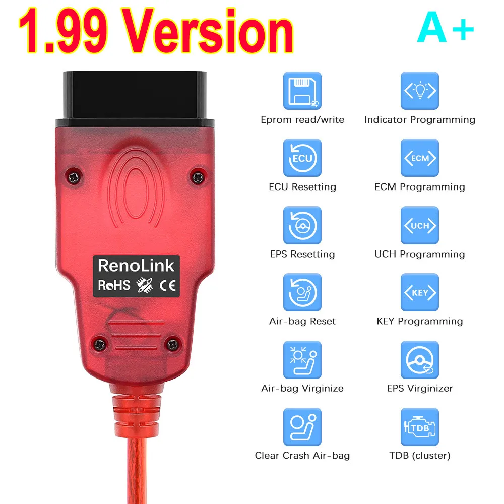 

Новейший многофункциональный диагностический интерфейс V1.99 Renolink OBD2 для автомобилей Renault/D-acia
